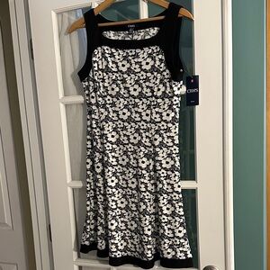 Chaps Black & White Floral Mini Dress